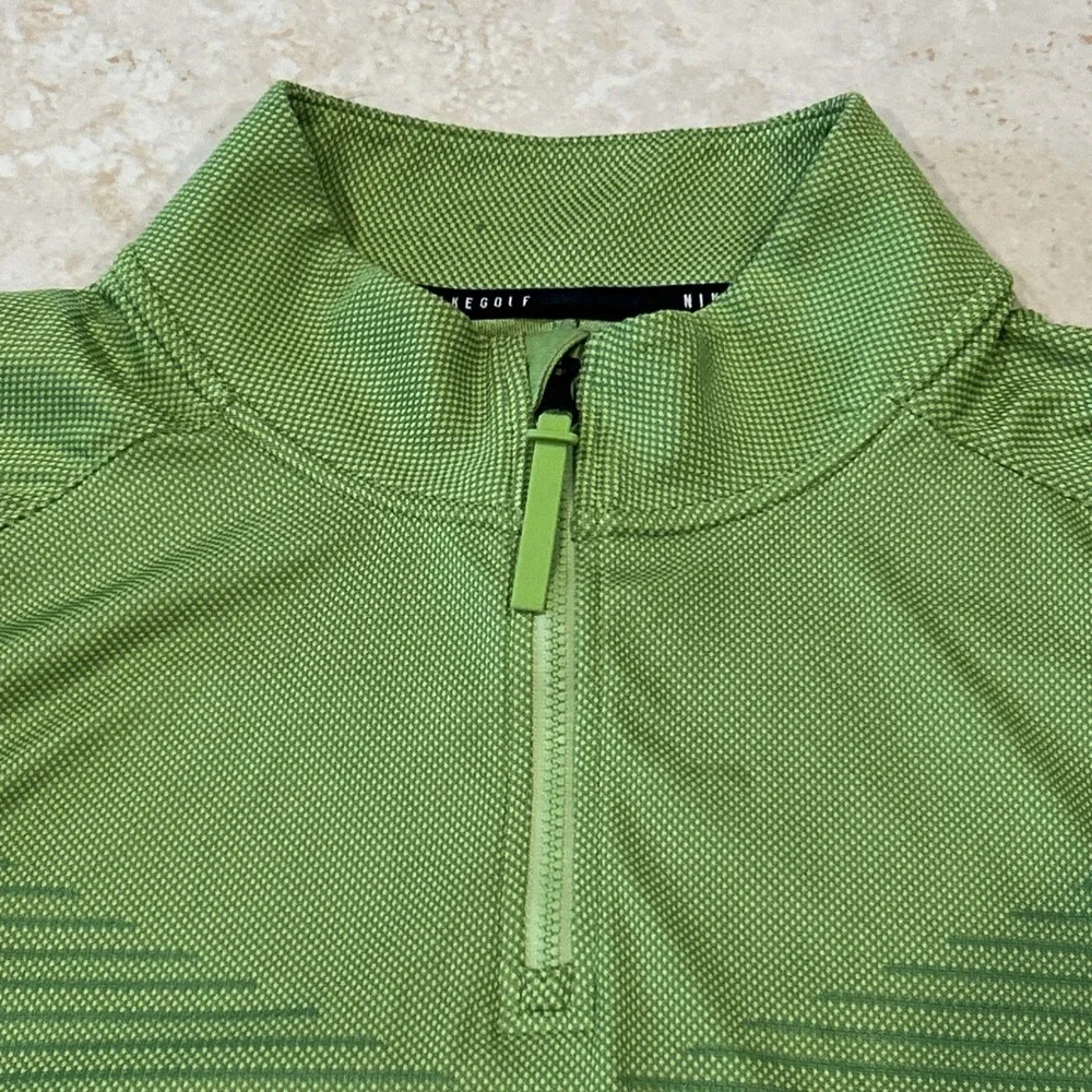 Nike Dri-FIT ADV Vapor Mens‎ M Green Chevron 1/4 Zip Gold Top Stretch DH0982-377
